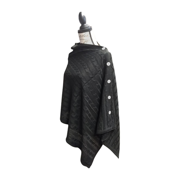 Jackets & Blazers - BLACK CABLE KNIT PONCHO SHAWL BRAND NEW